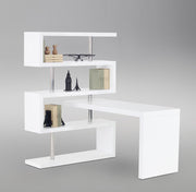 J & M KD002 Office Desk with Tall Shelves, White
