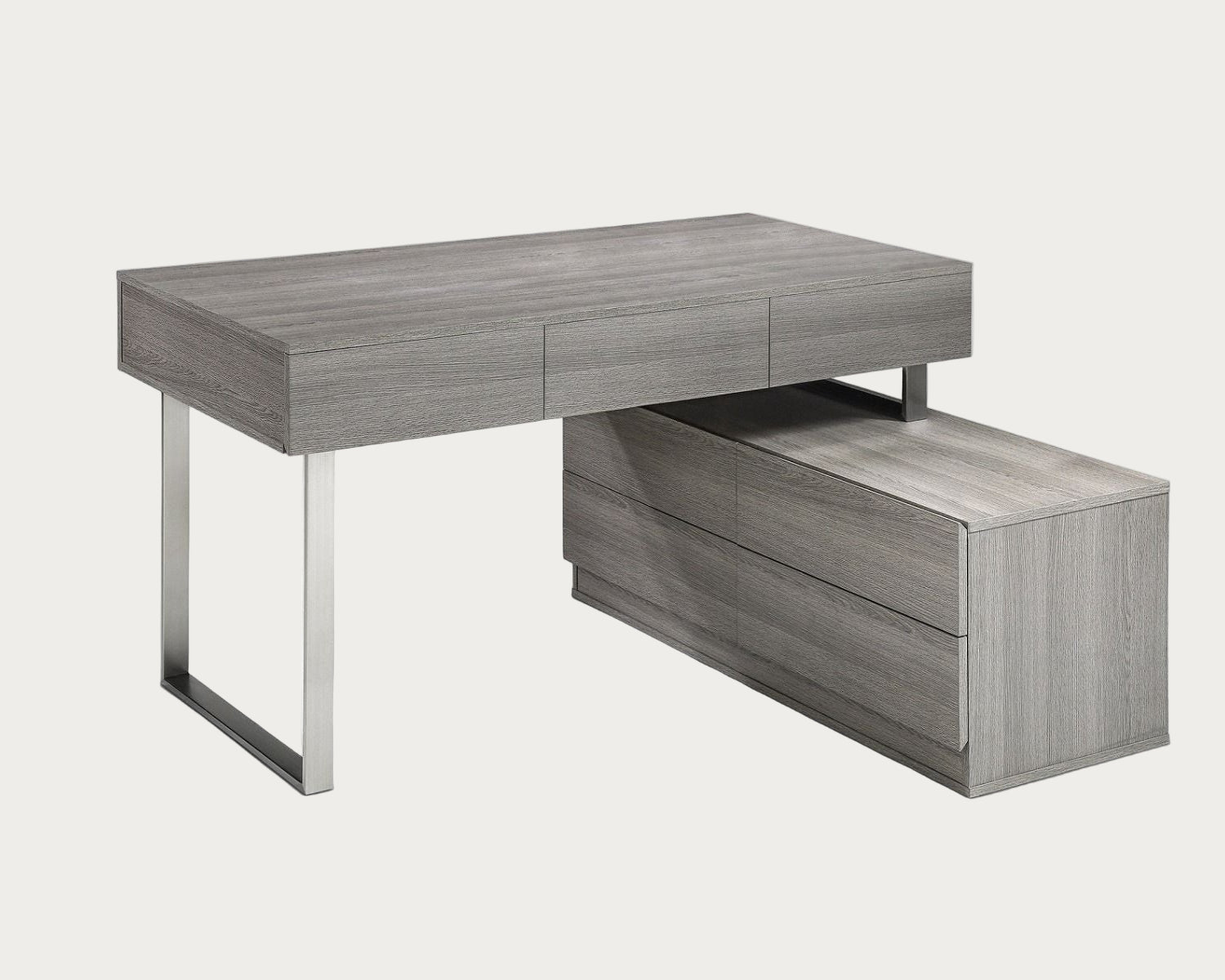 KD12 gray wooden desk with two drawers on a white background