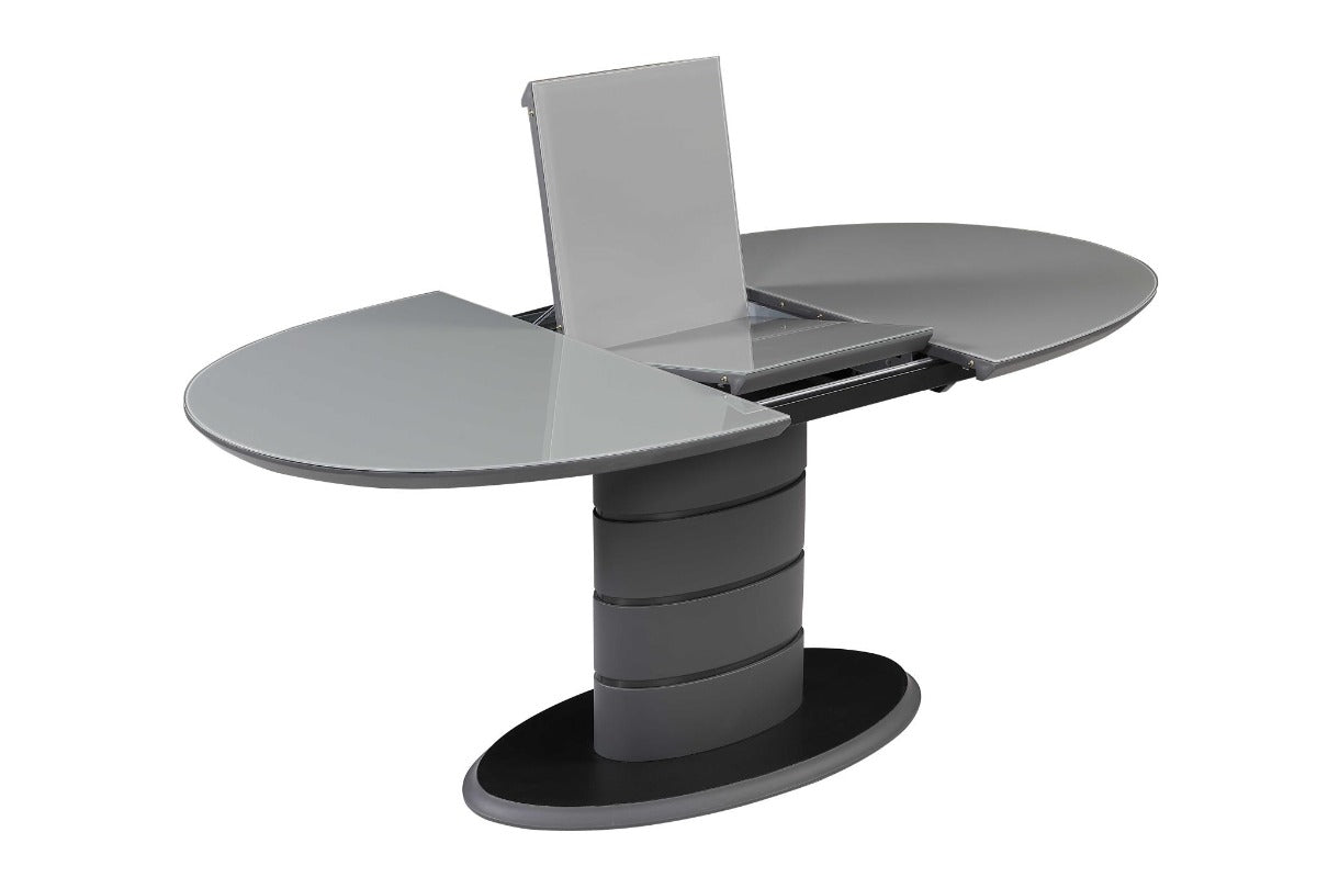 Chintaly Kendra Contemporary Extendable Dining Table with Art Deco Strip Base