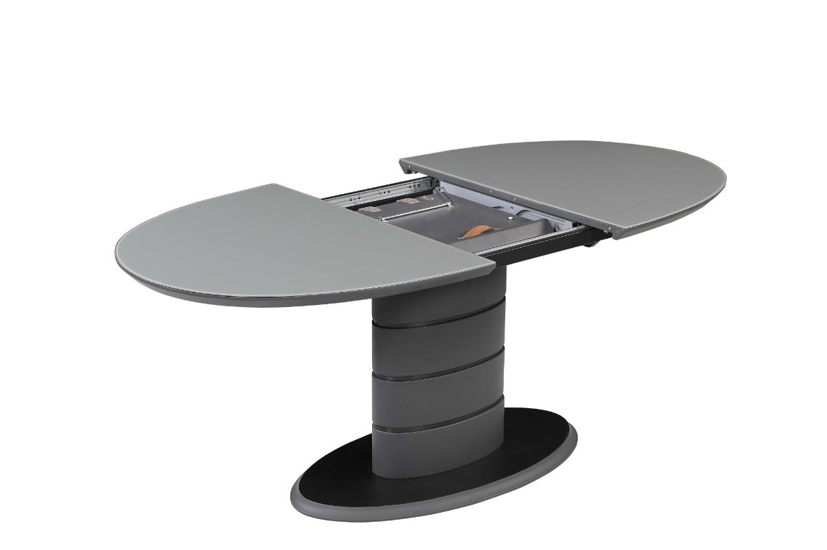 Chintaly Kendra Contemporary Extendable Dining Table with Art Deco Strip Base