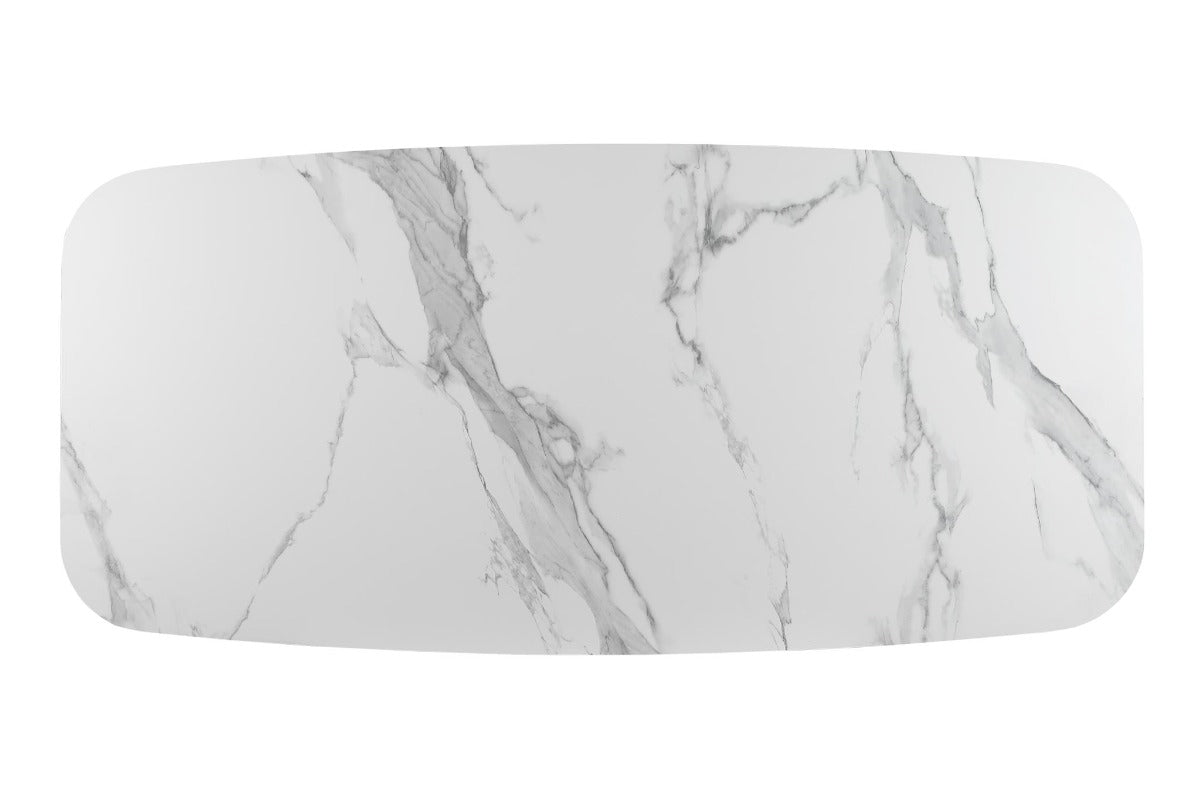 Chintaly Kenza Modern Marbleized Sintered Stone Top Table & Solid Wood Chairs