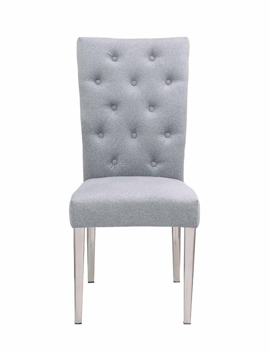 Chintaly Kerry Button Tufted Back Side Chair with Steel Legs