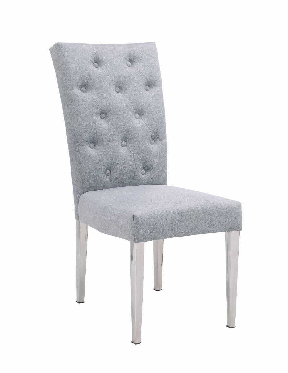 Chintaly Kerry Button Tufted Back Side Chair with Steel Legs