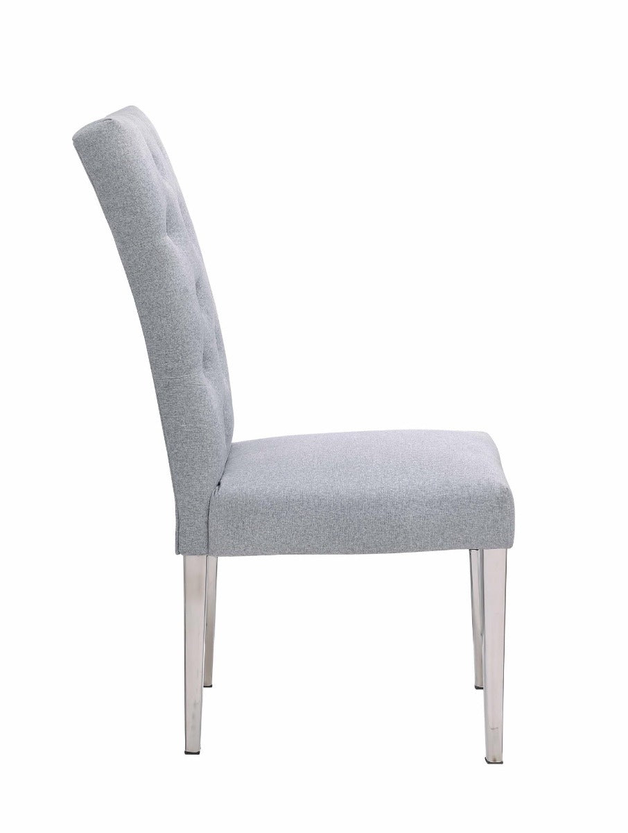 Chintaly Kerry Button Tufted Back Side Chair with Steel Legs