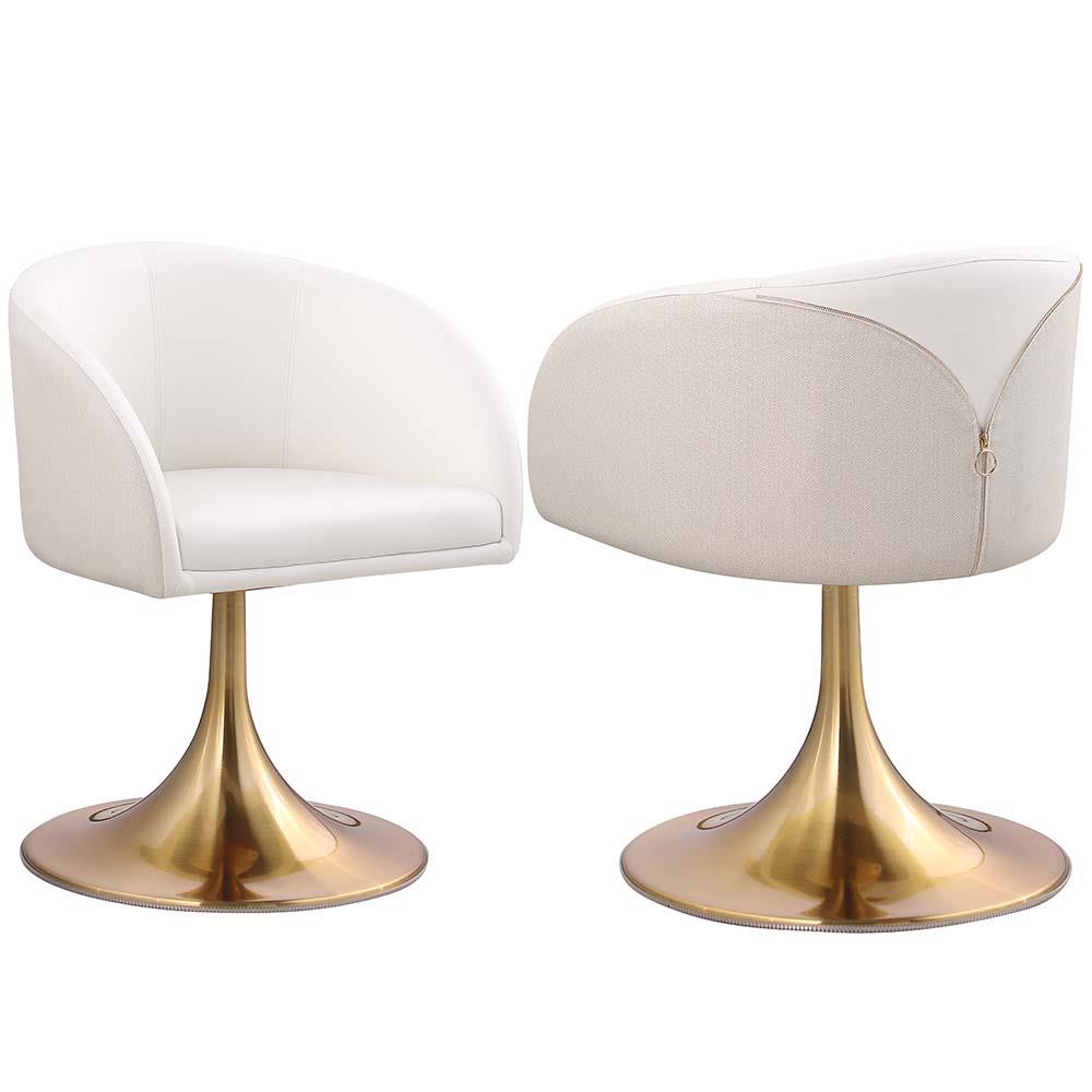 Chintaly Khloe Dining Set with Sintered Stone, Wooden, and Golden Table with Club style arm chairs
