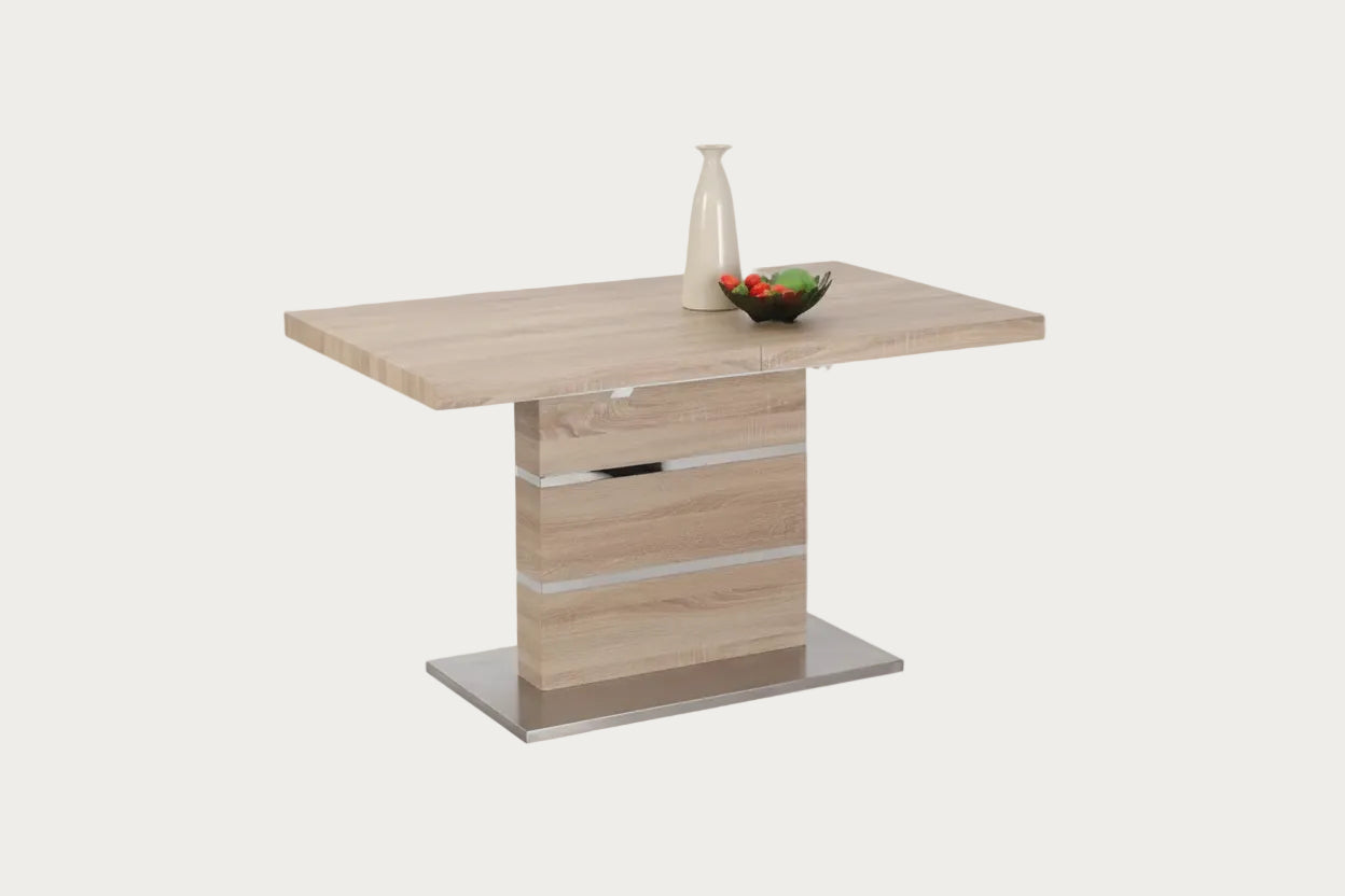 Labrenda Wooden dining table with a vase and bowl