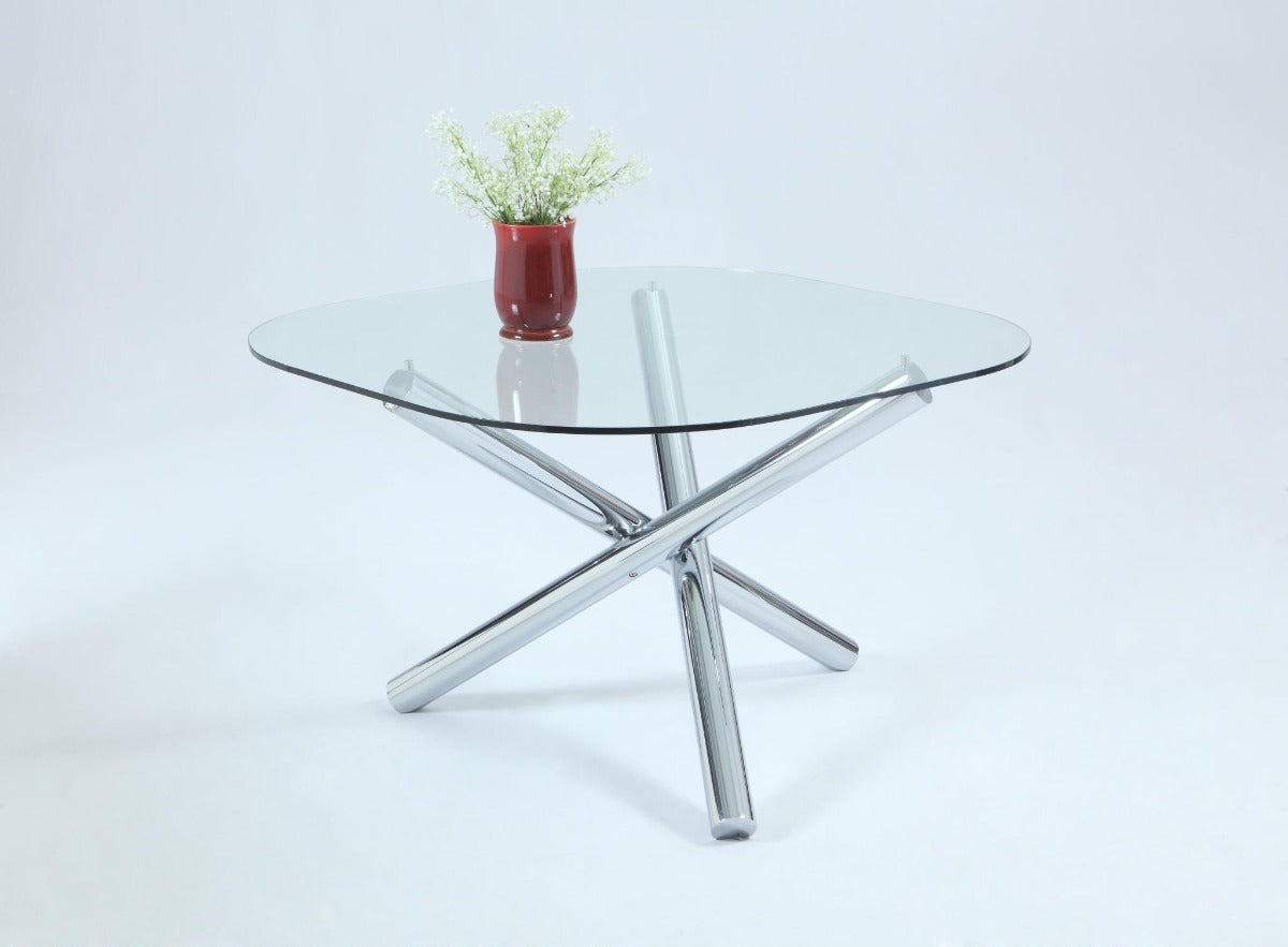 Chintaly Leatrice Contemporary Square Round Glass Top Table