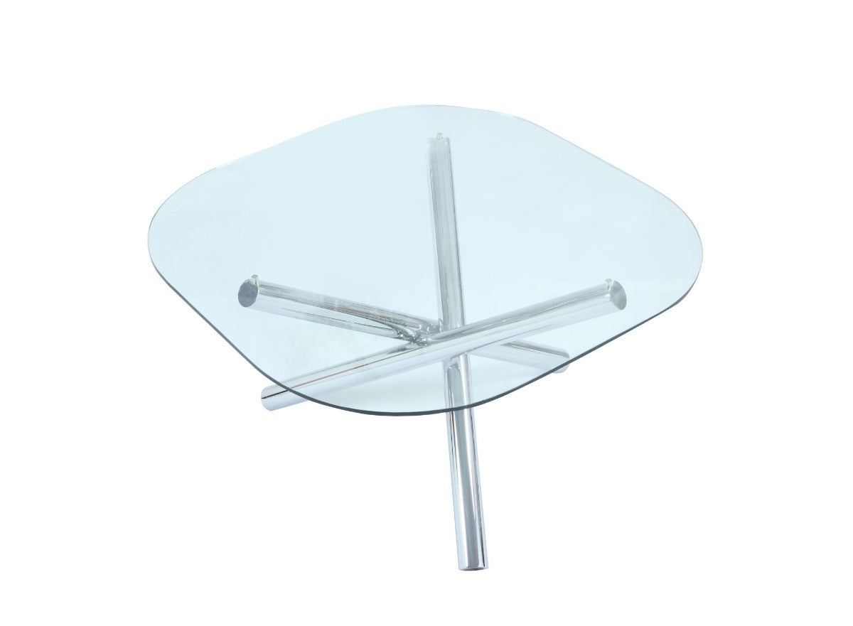 Chintaly Leatrice Contemporary Square Round Glass Top Table