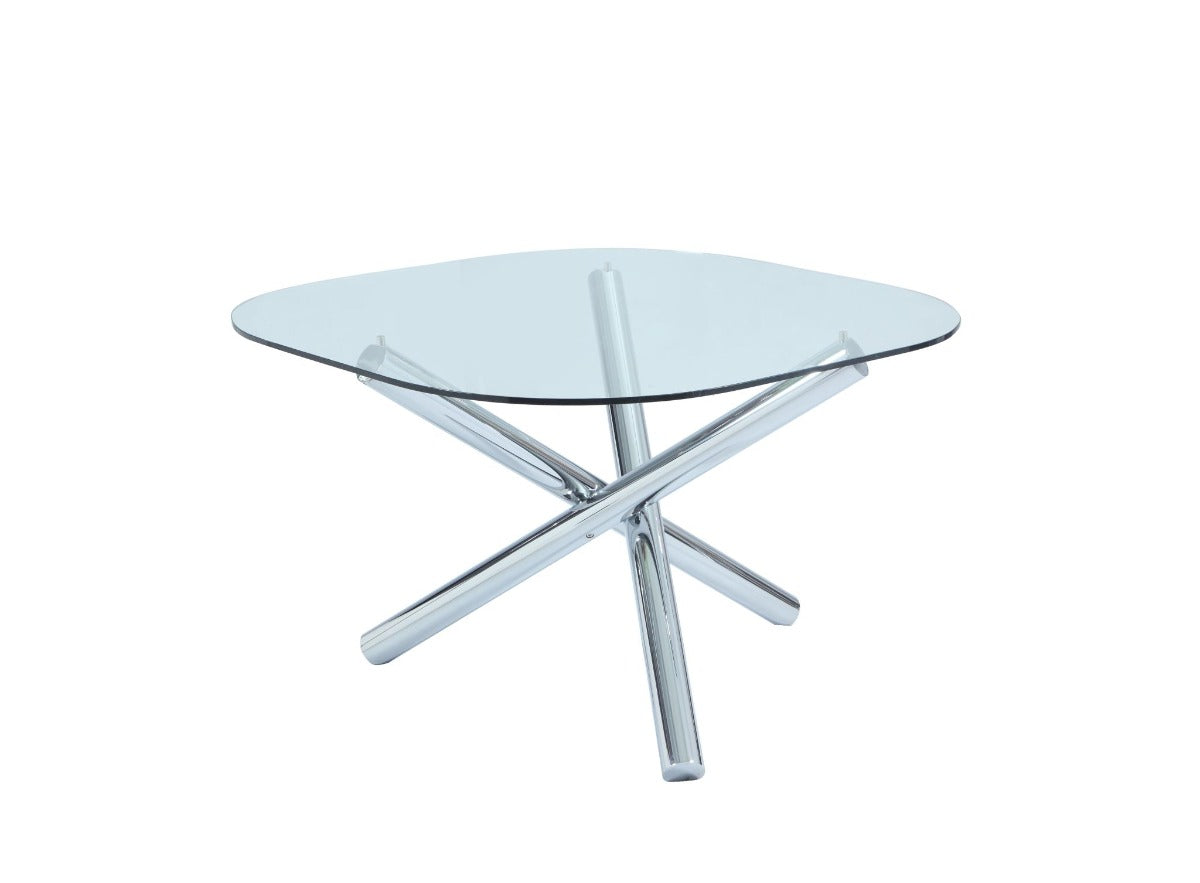 Chintaly Leatrice Contemporary Square Round Glass Top Table
