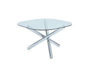 Chintaly Leatrice Contemporary Square Round Glass Top Table