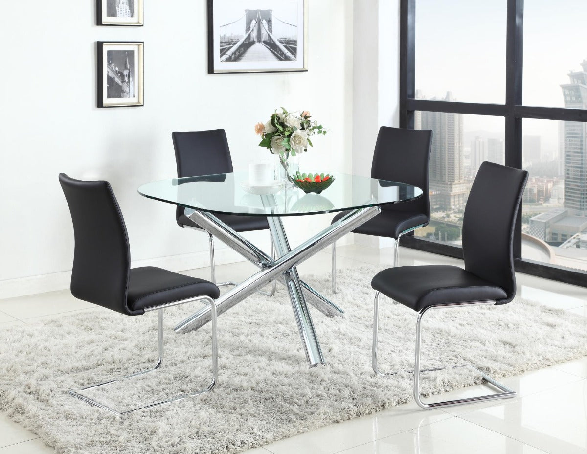 Chintaly Leatrice Contemporary Square Round Glass Top Table