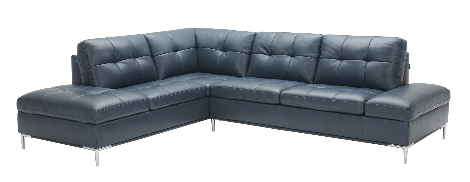 J & M Leonardo Leather Sectional with Storage, Navy-Blue