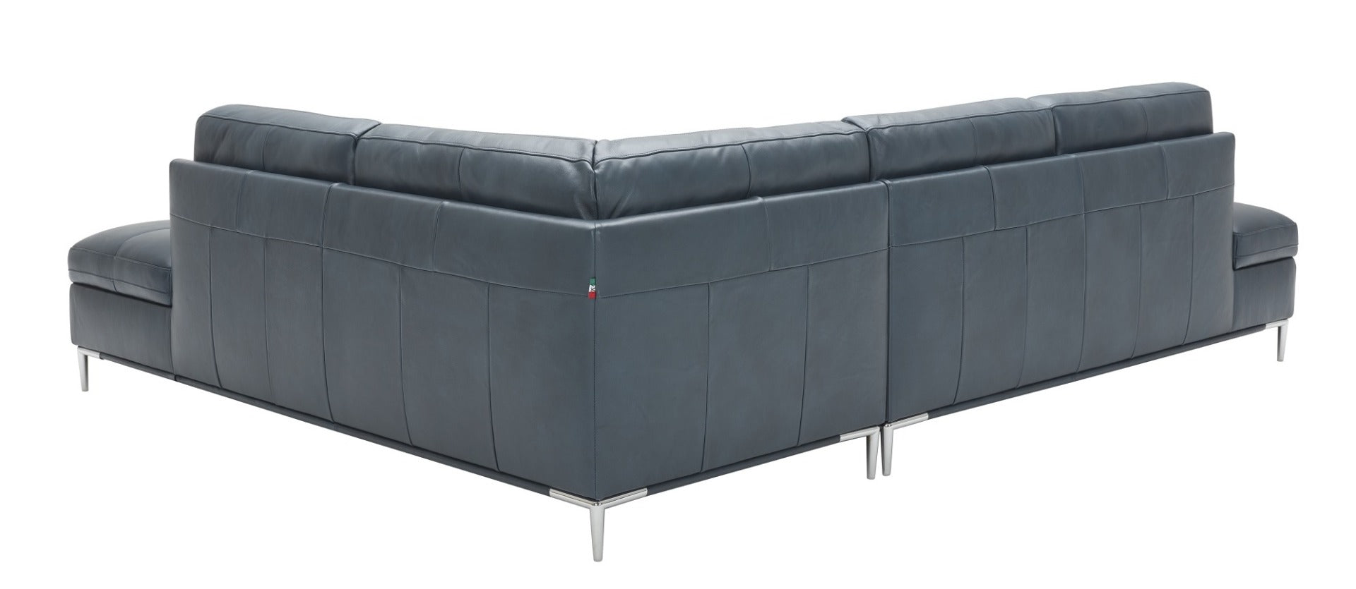 J & M Leonardo Leather Sectional with Storage, Navy-Blue