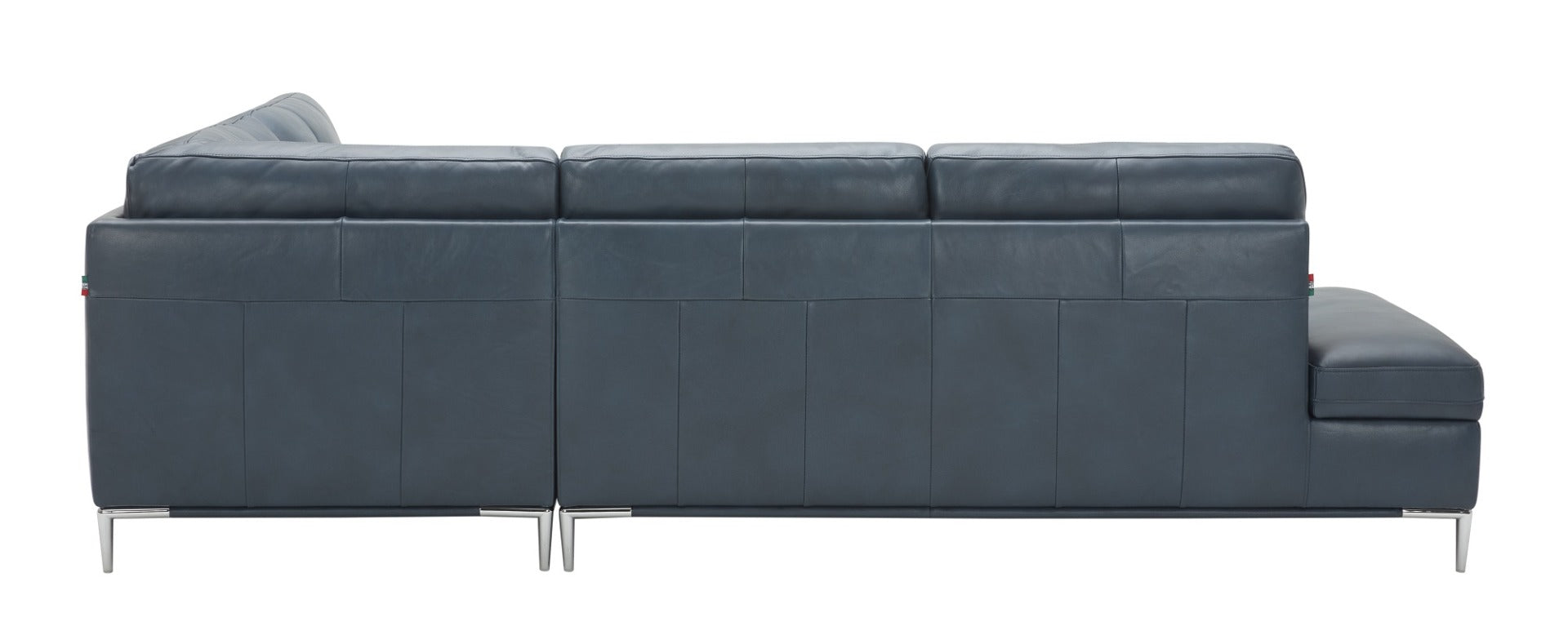 J & M Leonardo Leather Sectional with Storage, Navy-Blue
