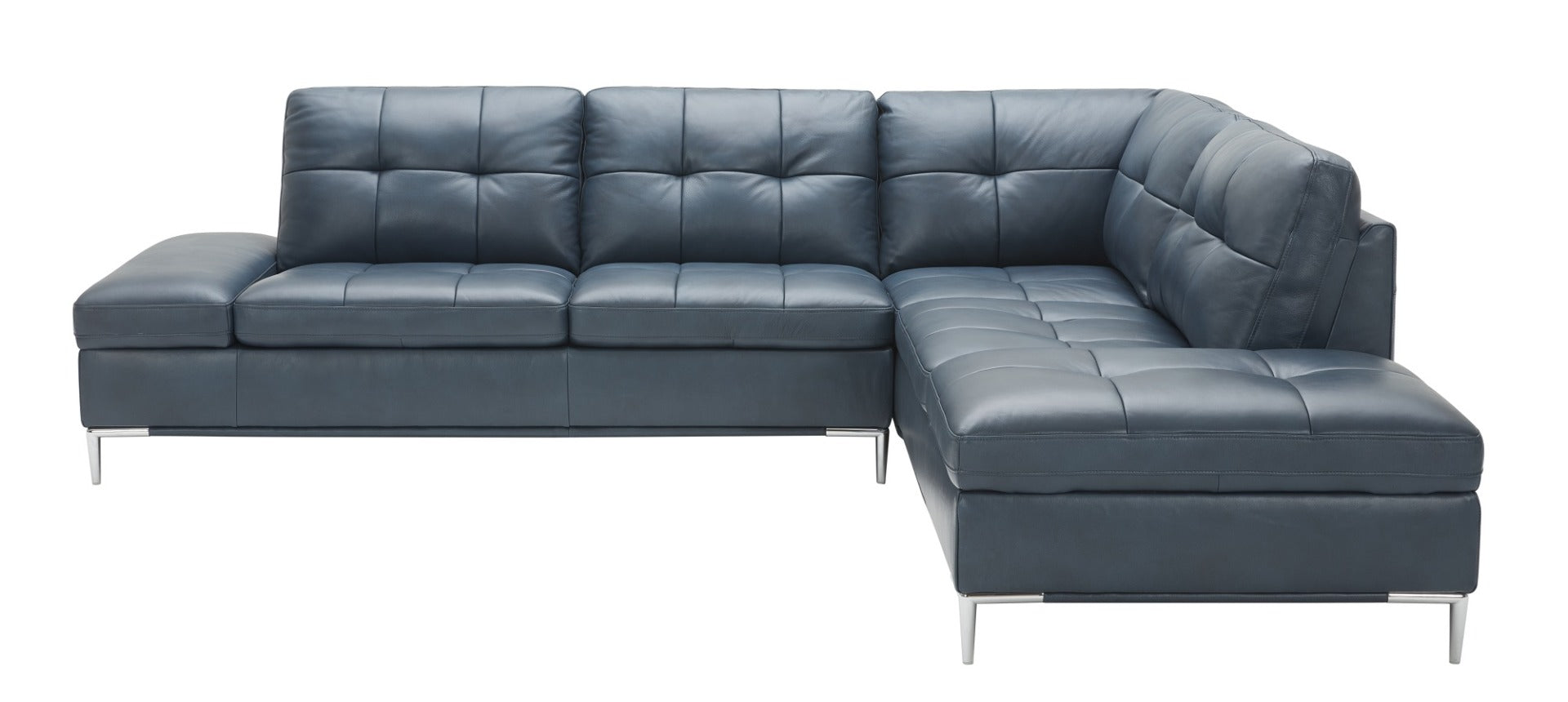 J & M Leonardo Leather Sectional with Storage, Navy-Blue