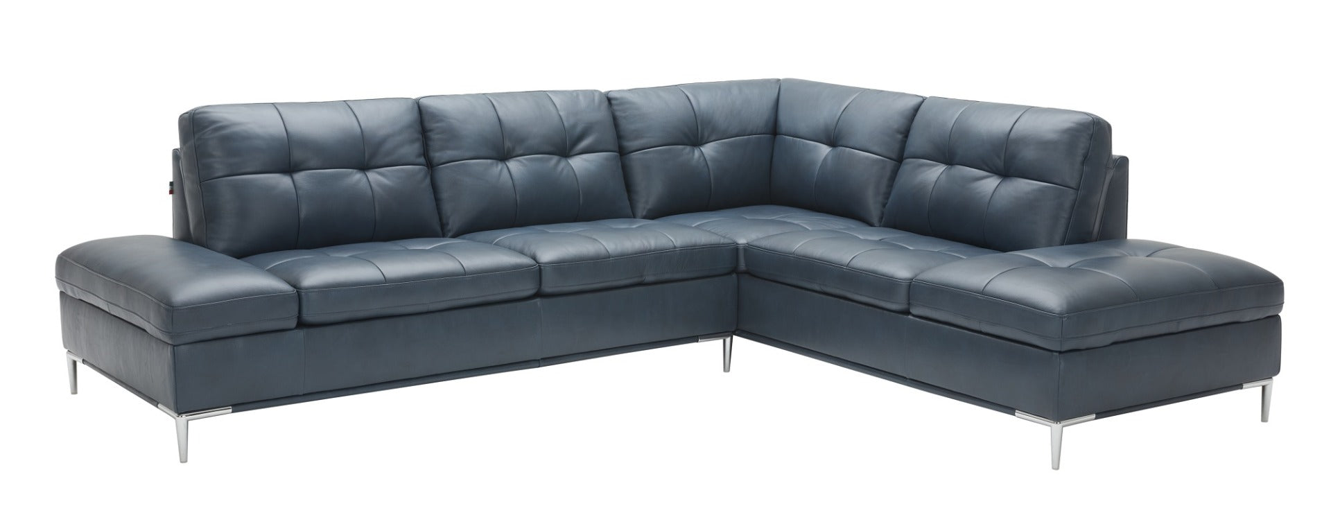 J & M Leonardo Leather Sectional with Storage, Navy-Blue