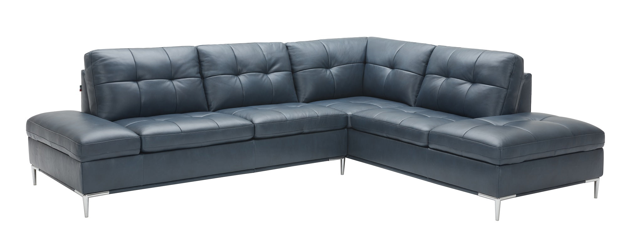 J & M Leonardo Leather Sectional with Storage, Navy-Blue