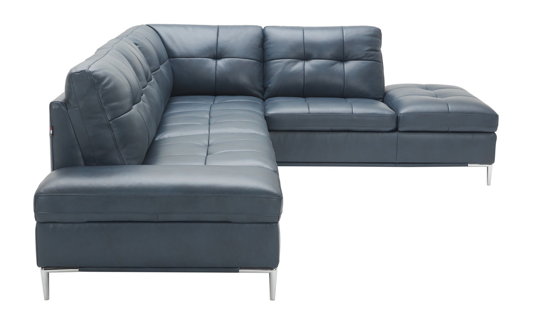 J & M Leonardo Leather Sectional with Storage, Navy-Blue