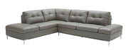 J & M Leonardo Leather Sectional with Storage, Gray