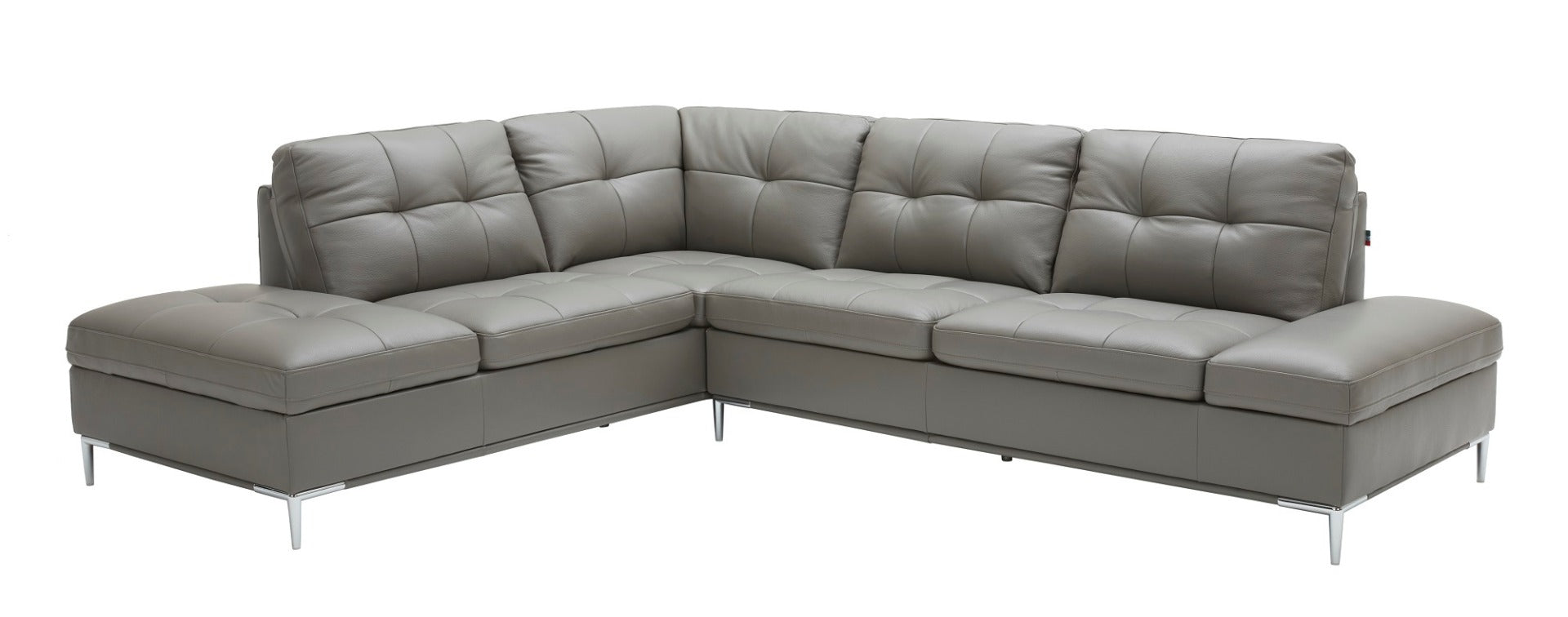 J & M Leonardo Leather Sectional with Storage, Gray