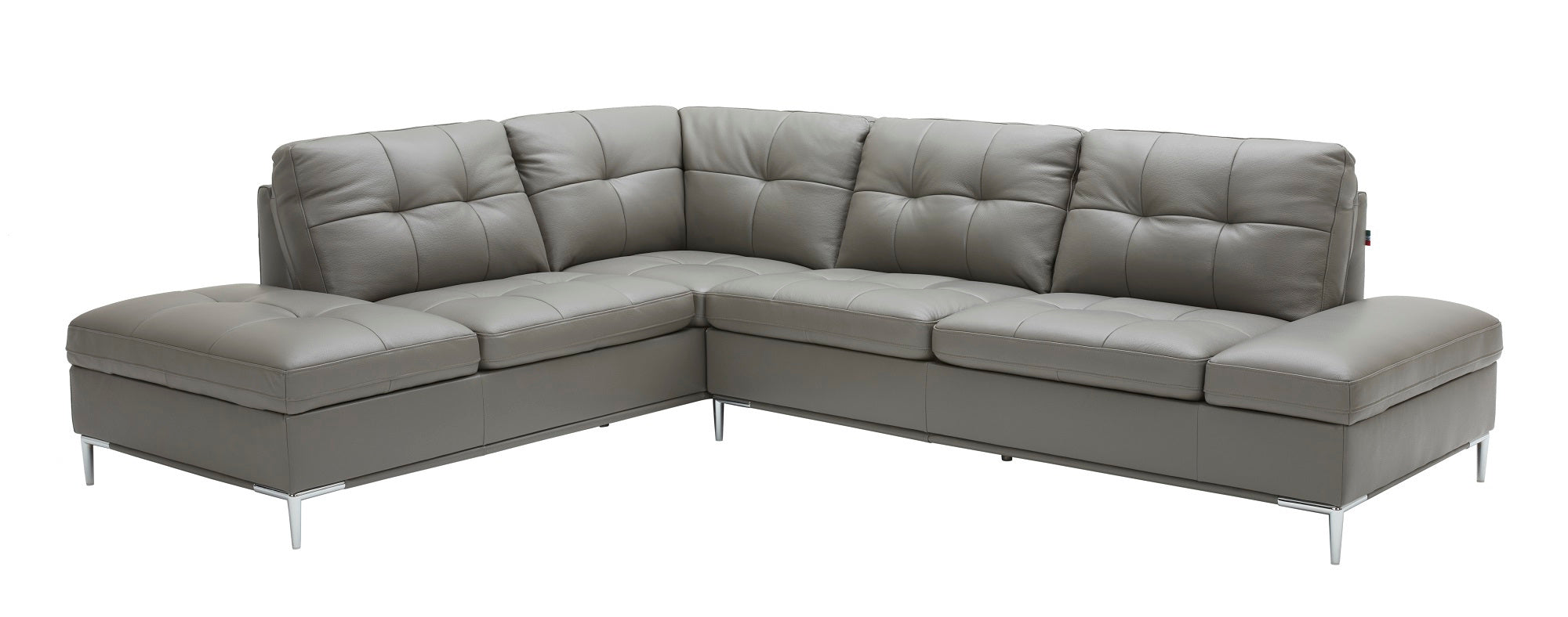 J & M Leonardo Leather Sectional with Storage, Gray