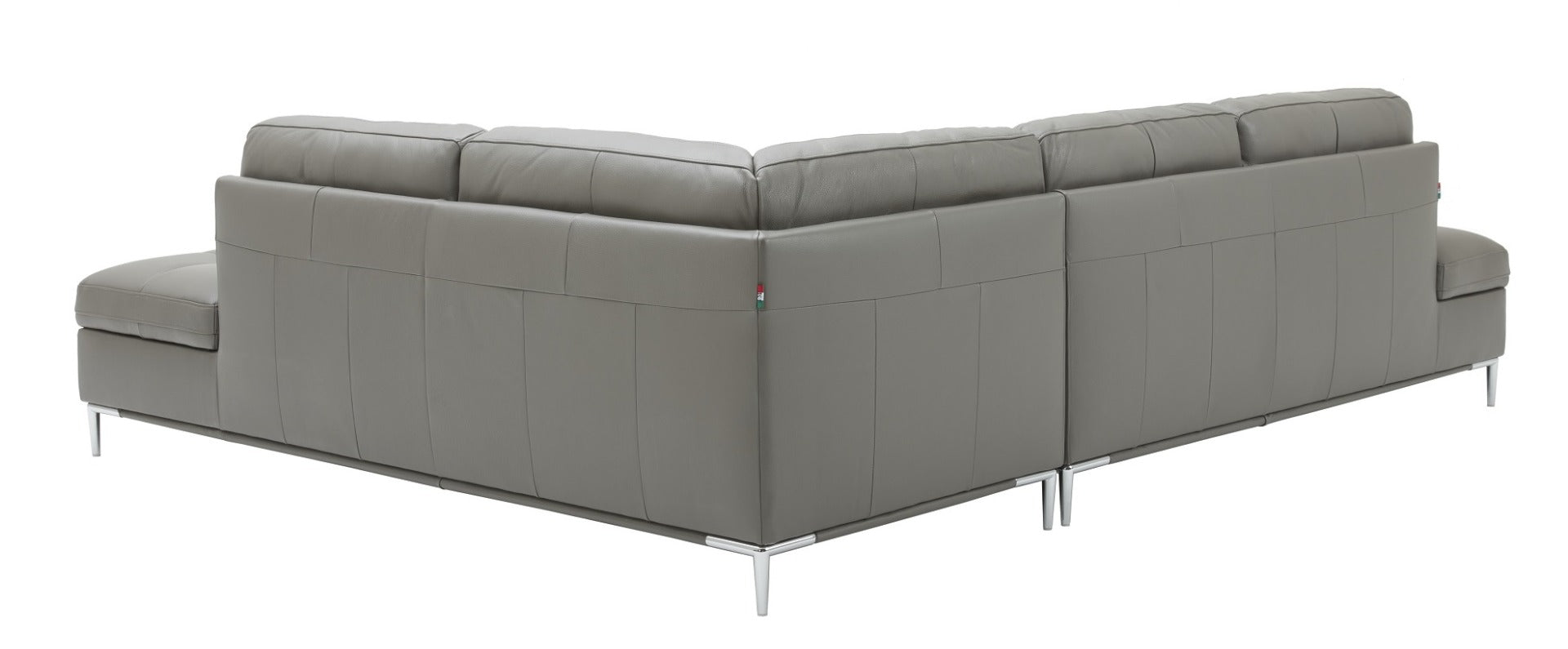 J & M Leonardo Leather Sectional with Storage, Gray