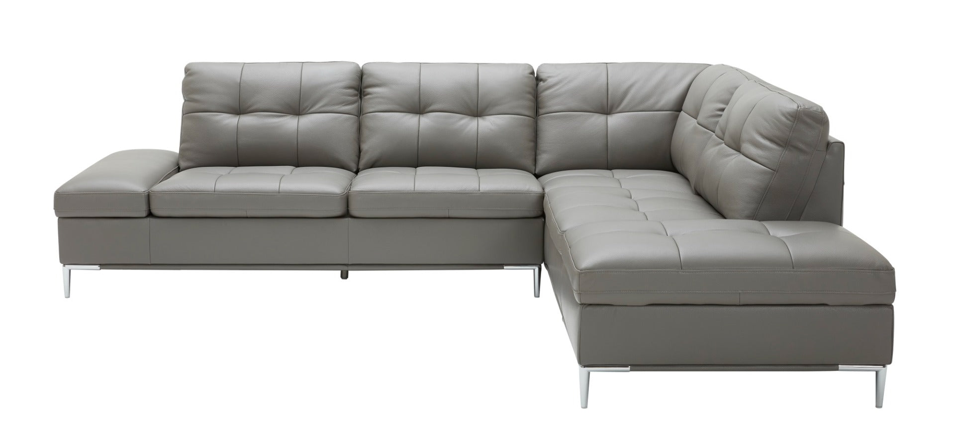 J & M Leonardo Leather Sectional with Storage, Gray