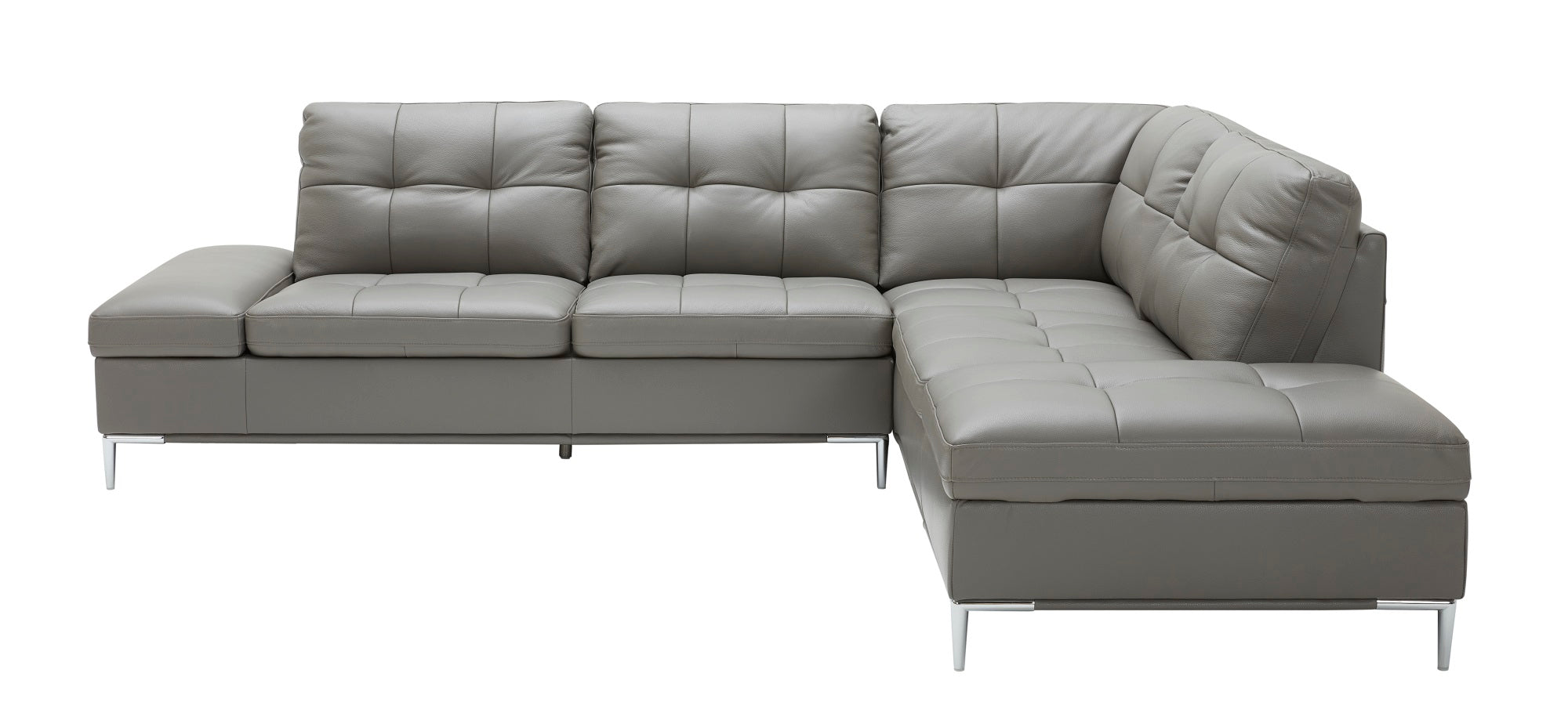 J & M Leonardo Leather Sectional with Storage, Gray