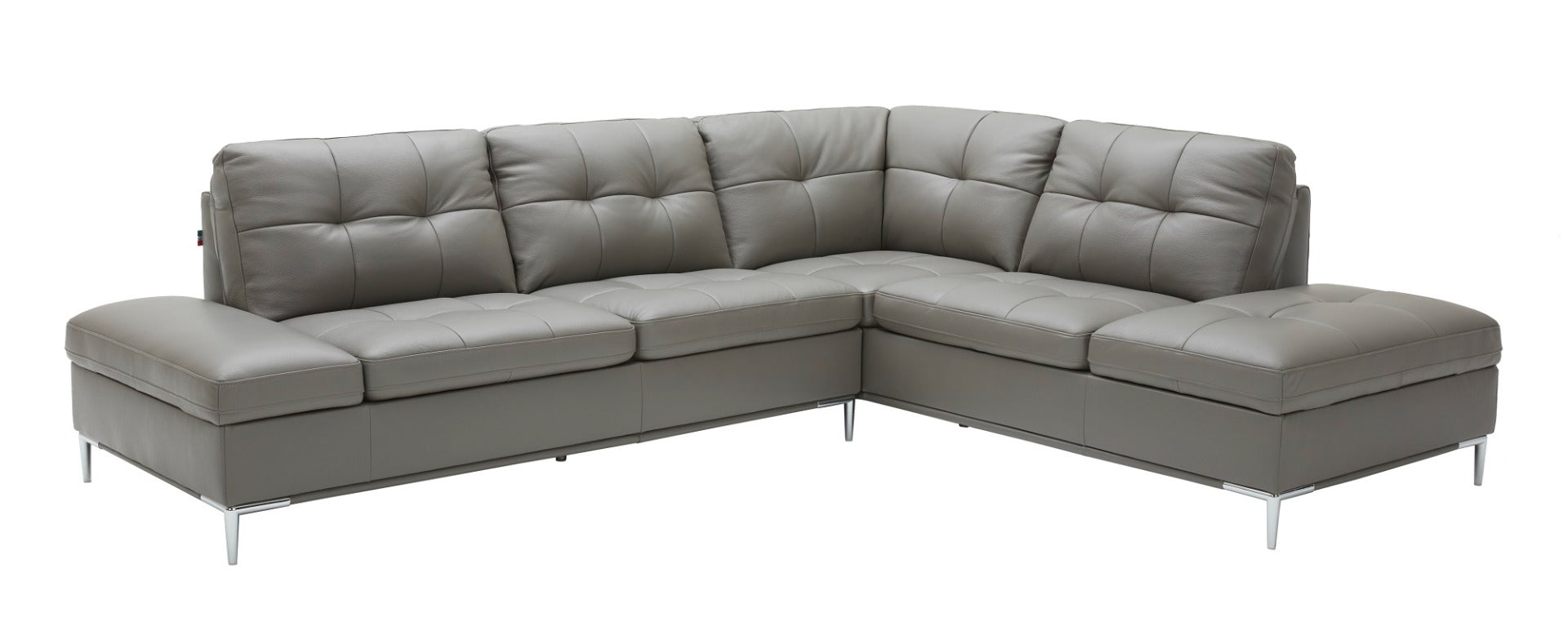 J & M Leonardo Leather Sectional with Storage, Gray