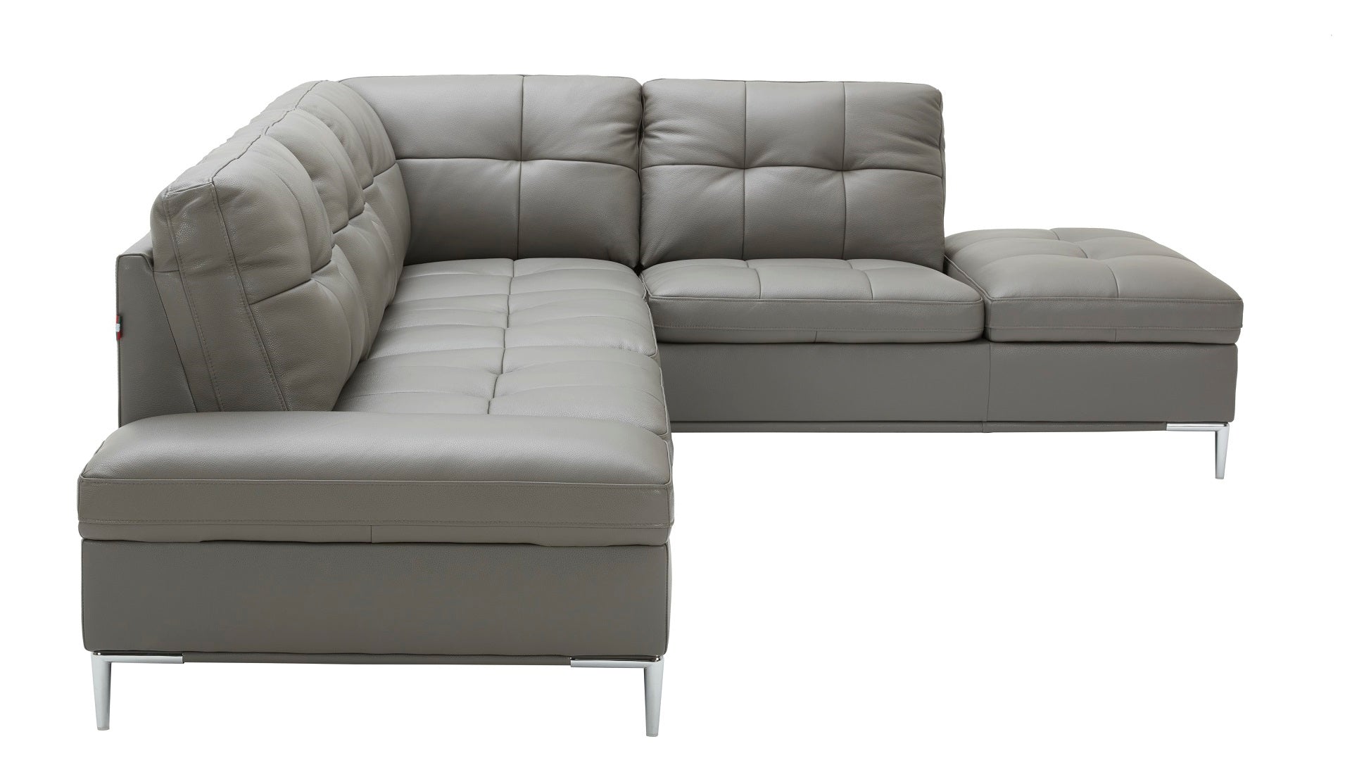 J & M Leonardo Leather Sectional with Storage, Gray