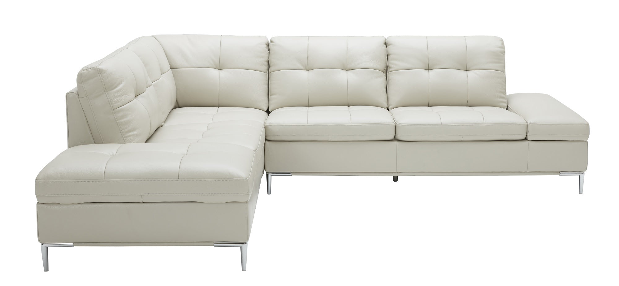 J & M Leonardo Leather Sectional with Storage, Silver Gray
