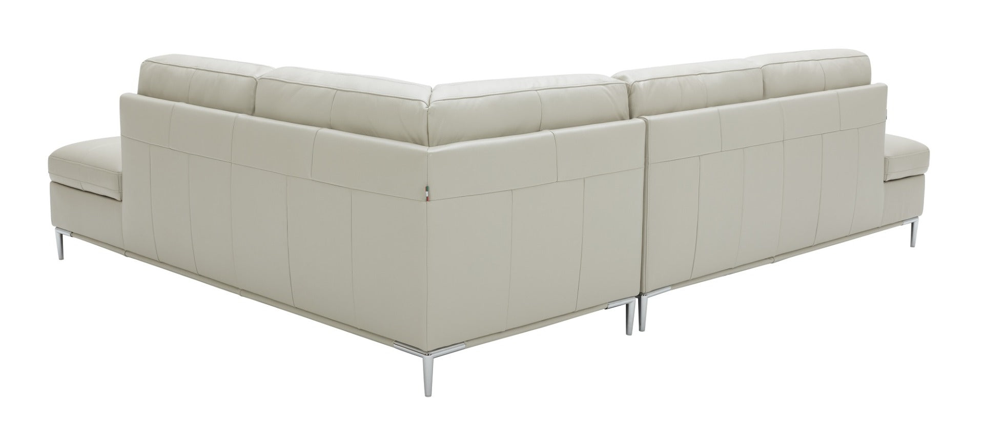 J & M Leonardo Leather Sectional with Storage, Silver Gray