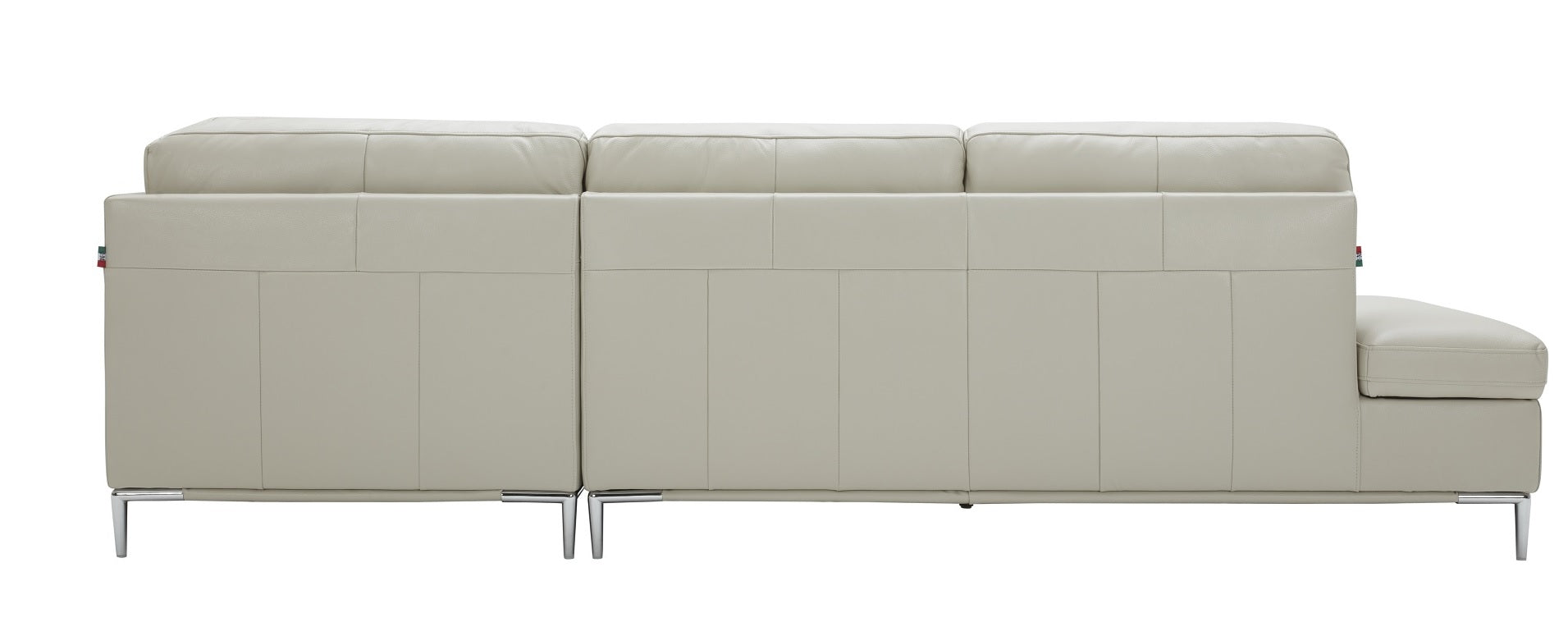 J & M Leonardo Leather Sectional with Storage, Silver Gray