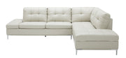 J & M Leonardo Leather Sectional with Storage, Silver Gray