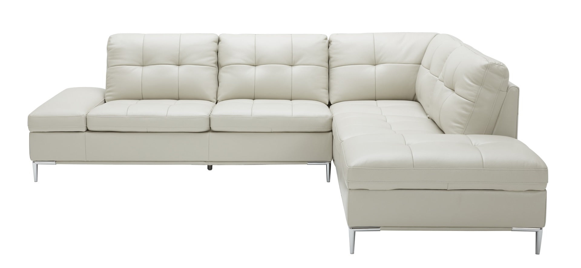 J & M Leonardo Leather Sectional with Storage, Silver Gray