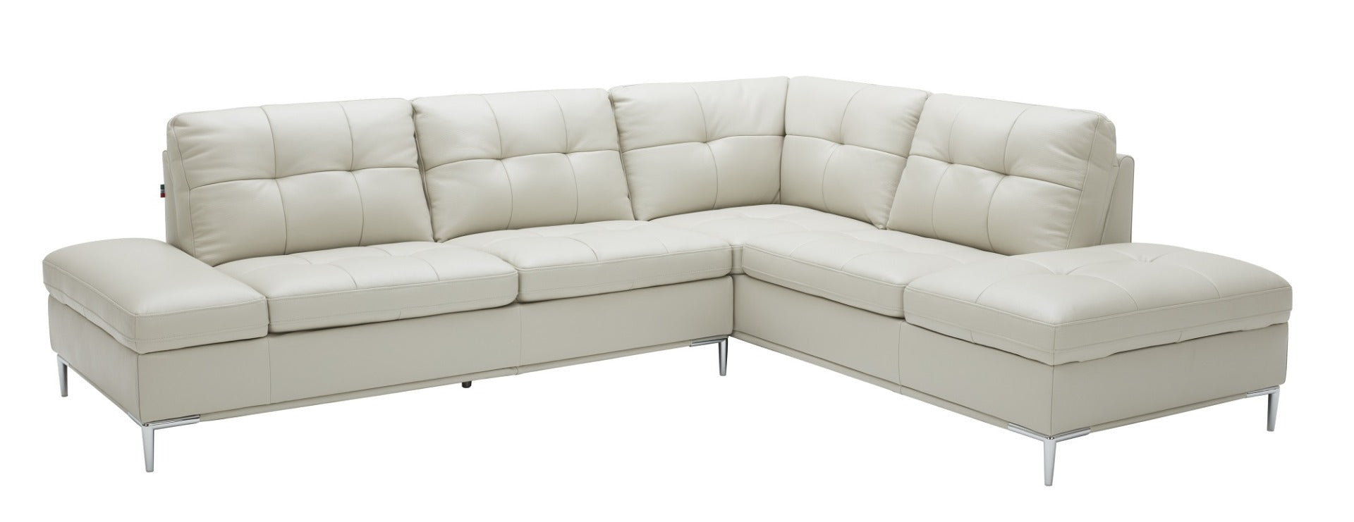 J & M Leonardo Leather Sectional with Storage, Silver Gray