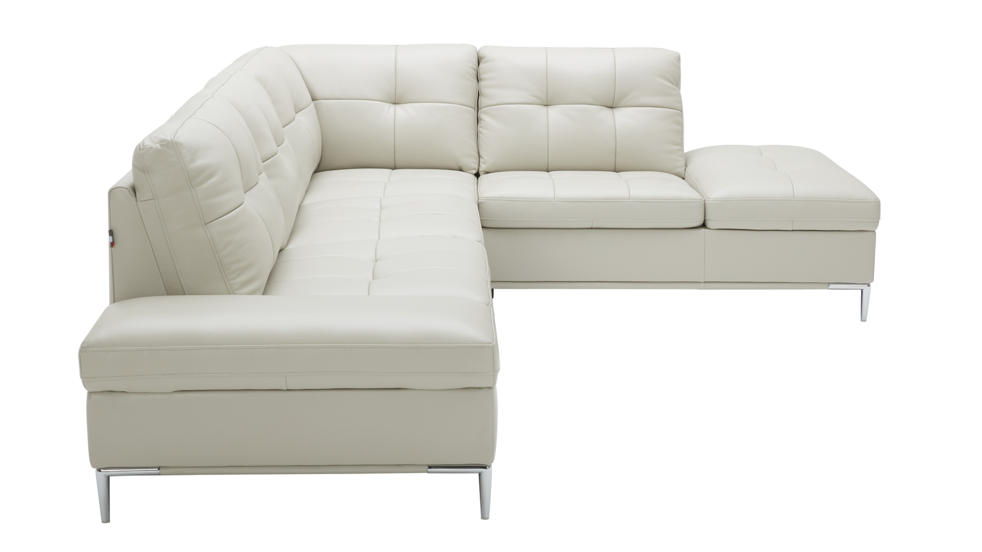 J & M Leonardo Leather Sectional with Storage, Silver Gray