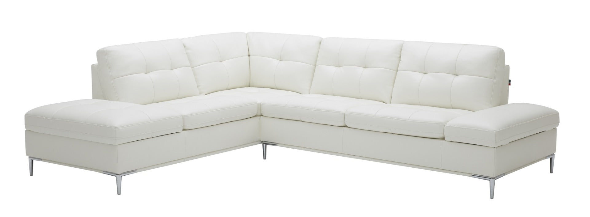 J & M Leonardo Leather Sectional with Storage, White