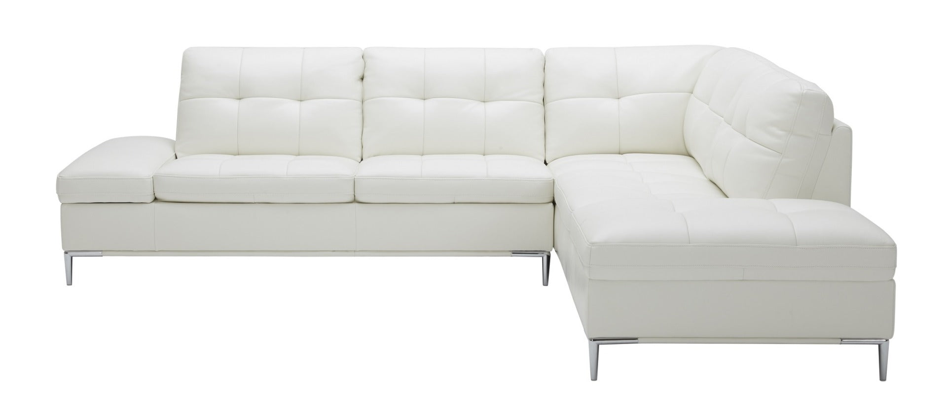 J & M Leonardo Leather Sectional with Storage, White