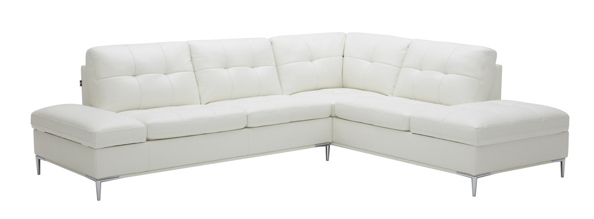 J & M Leonardo Leather Sectional with Storage, White