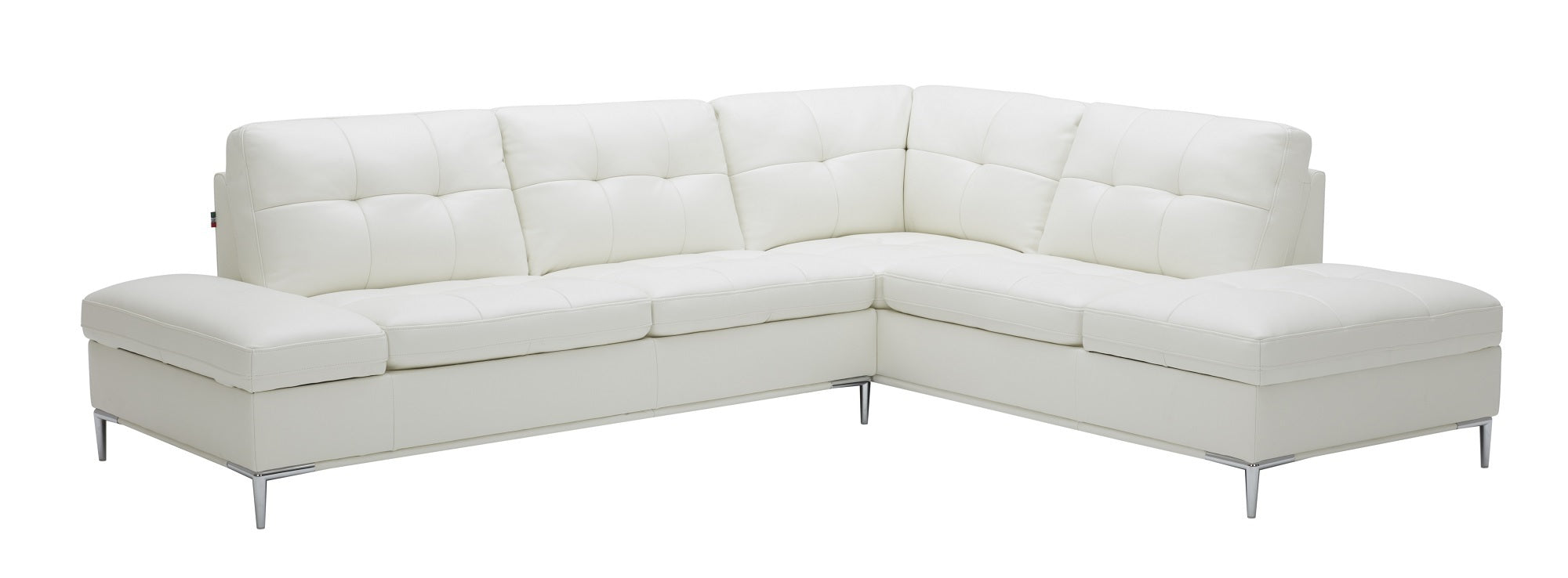 J & M Leonardo Leather Sectional with Storage, White
