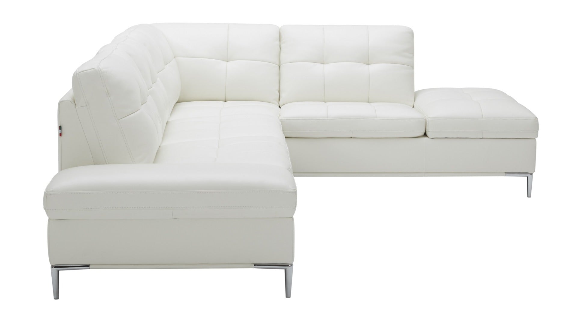 J & M Leonardo Leather Sectional with Storage, White