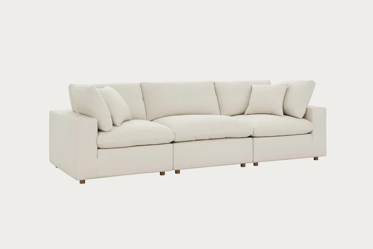 Commix beige 3-piece sofa on a white background.