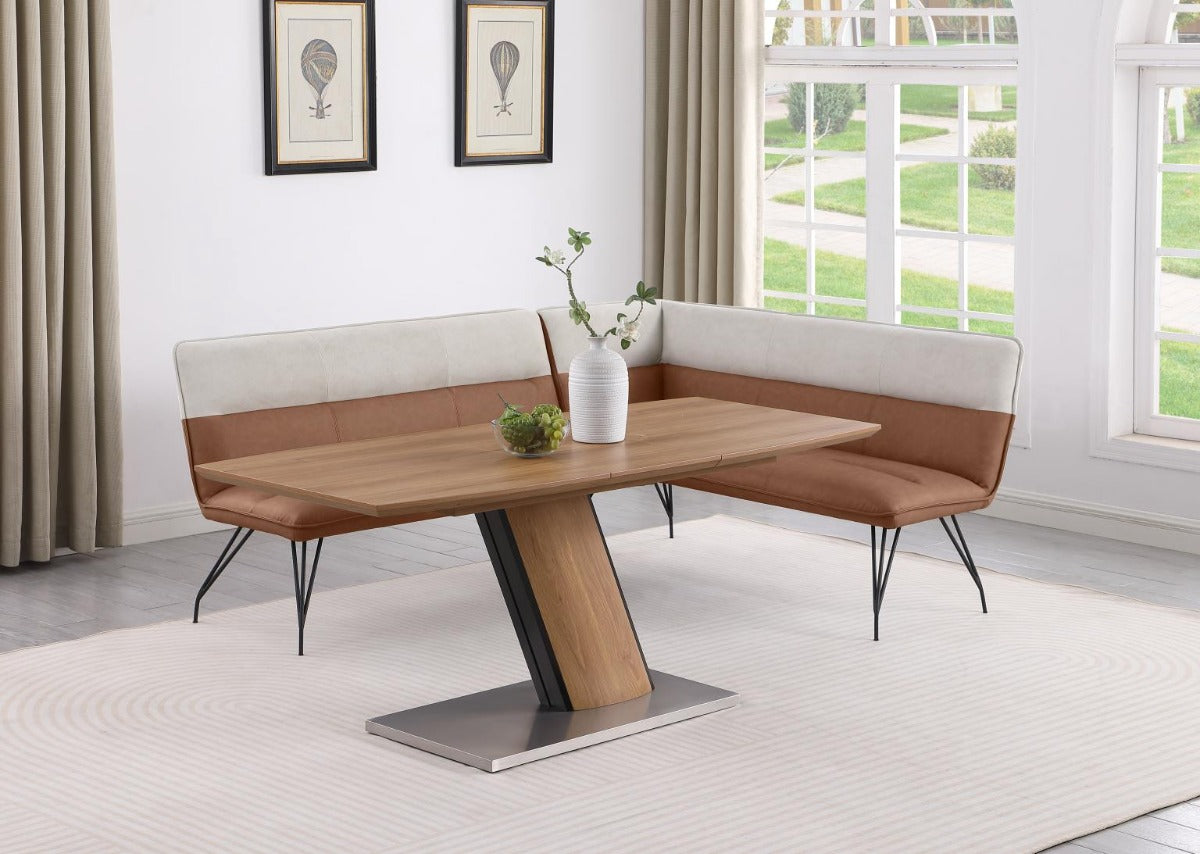 Chintaly Lillian 2-Piece Modern Wooden Dining Set with Extendable Table & Nook