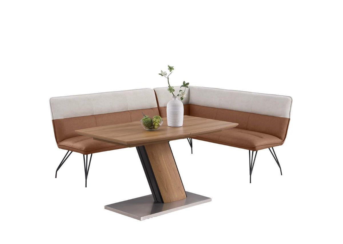 Chintaly Lillian 2-Piece Modern Wooden Dining Set with Extendable Table & Nook
