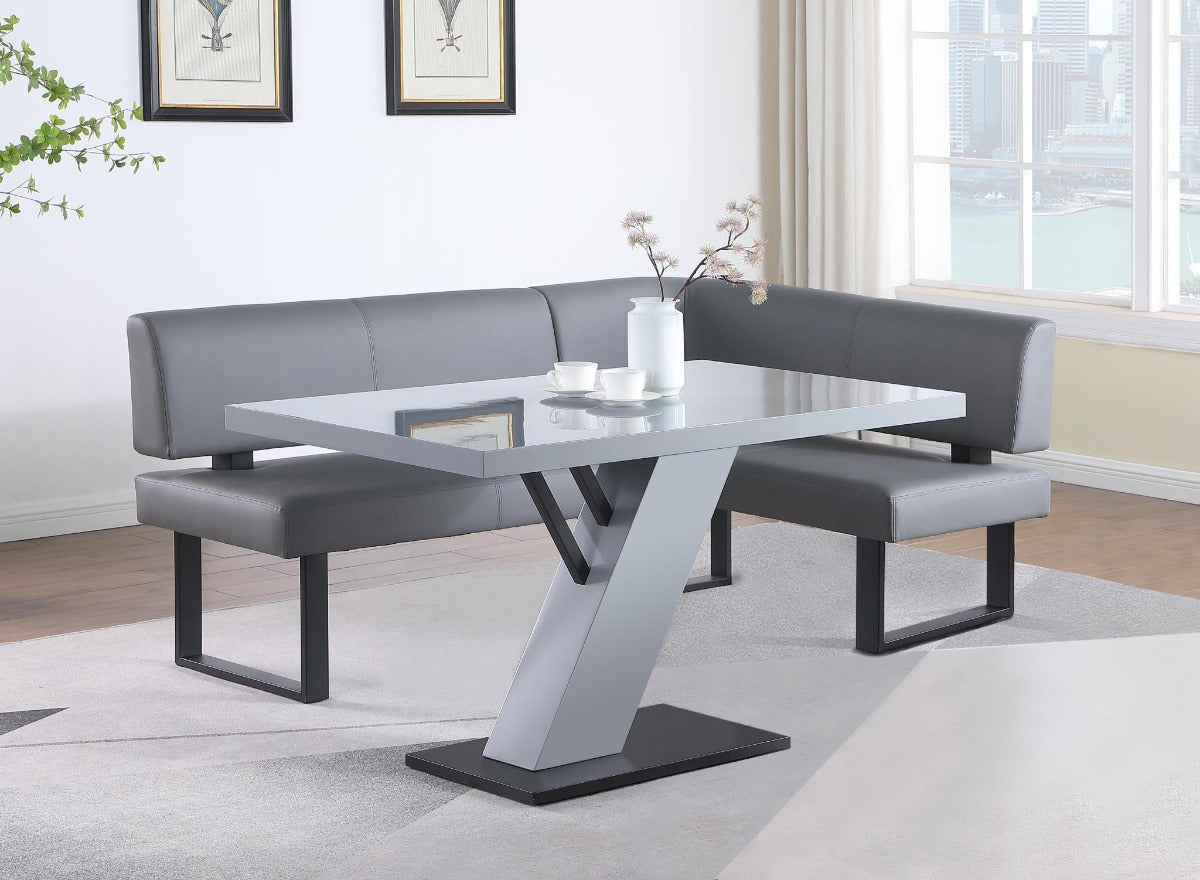 Chintaly Linden 2-Piece Contemporary Dining Set with Wooden Dining Table & Nook
