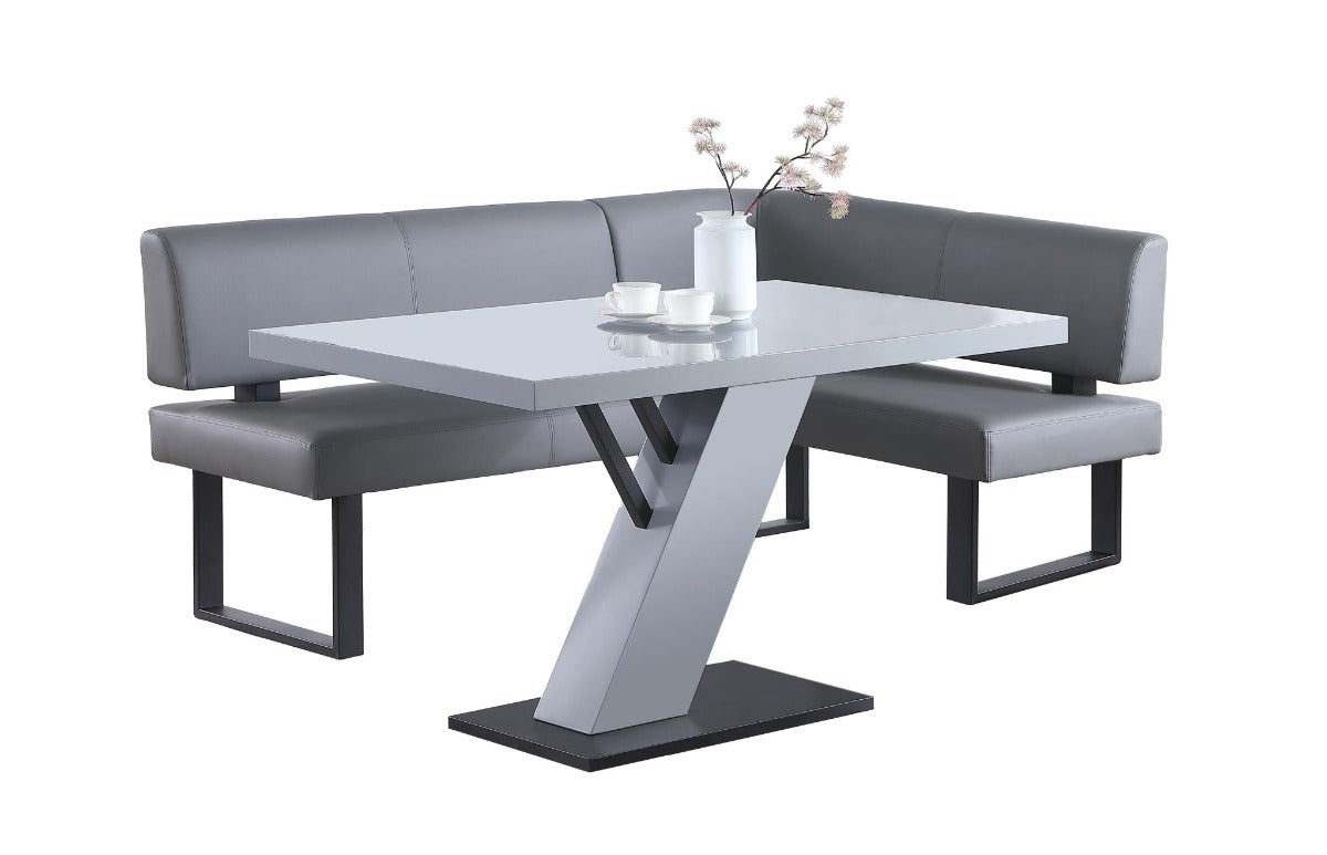 Chintaly Linden 2-Piece Contemporary Dining Set with Wooden Dining Table & Nook