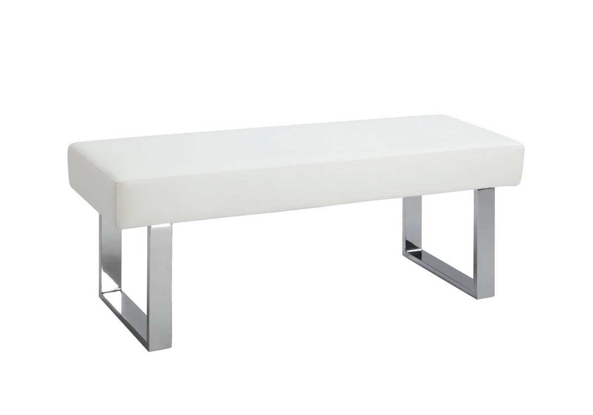 Chintaly Linden 3-Piece Contemporary Dining Set with White Gloss Table, Upholstered Bench & Nook
