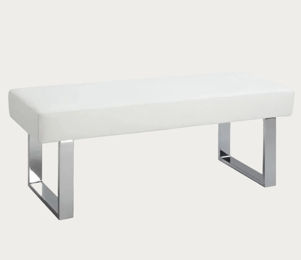 Linden white bench with metal legs