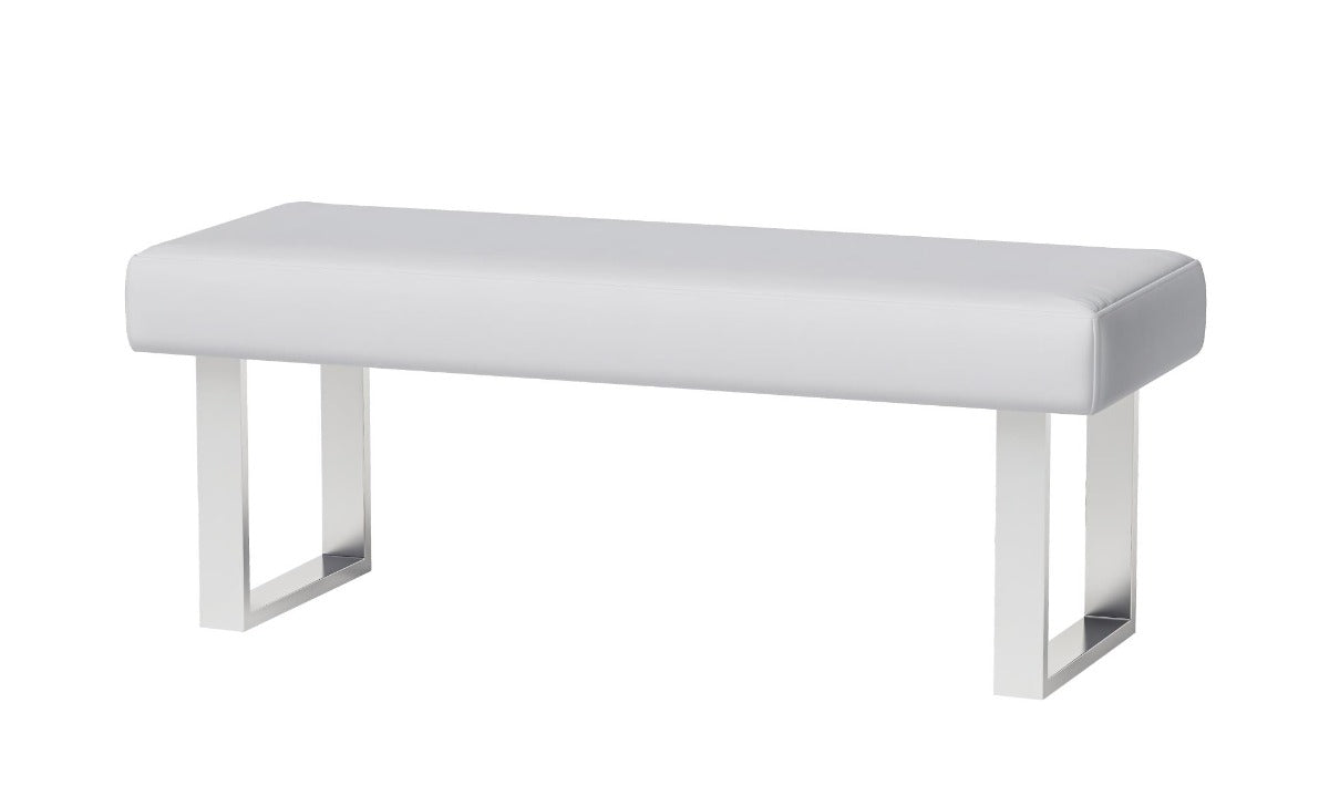 Chintaly Linden 3-Piece Contemporary Dining Set with White Gloss Table, Upholstered Bench & Nook